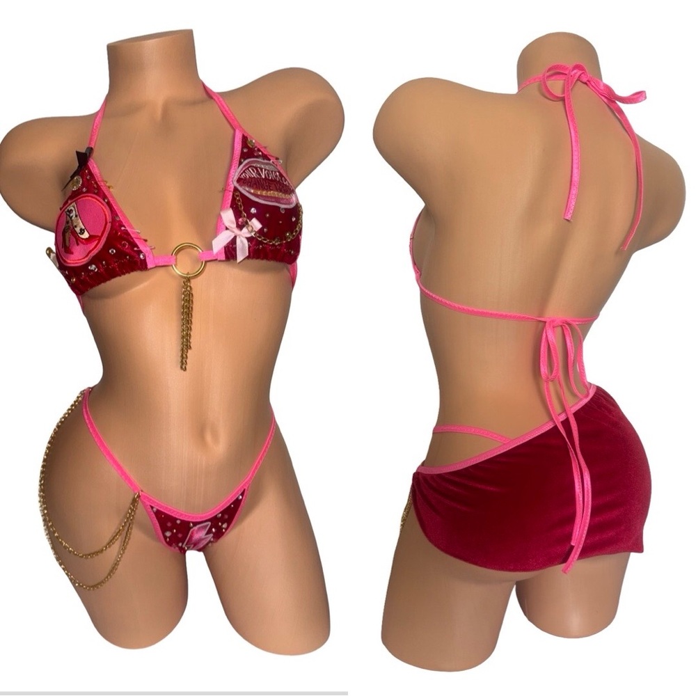 Sexy velvet junk Bikini exotic Dancewear Set